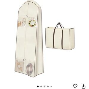 Cream Garment Storage Bag with Brown Trim